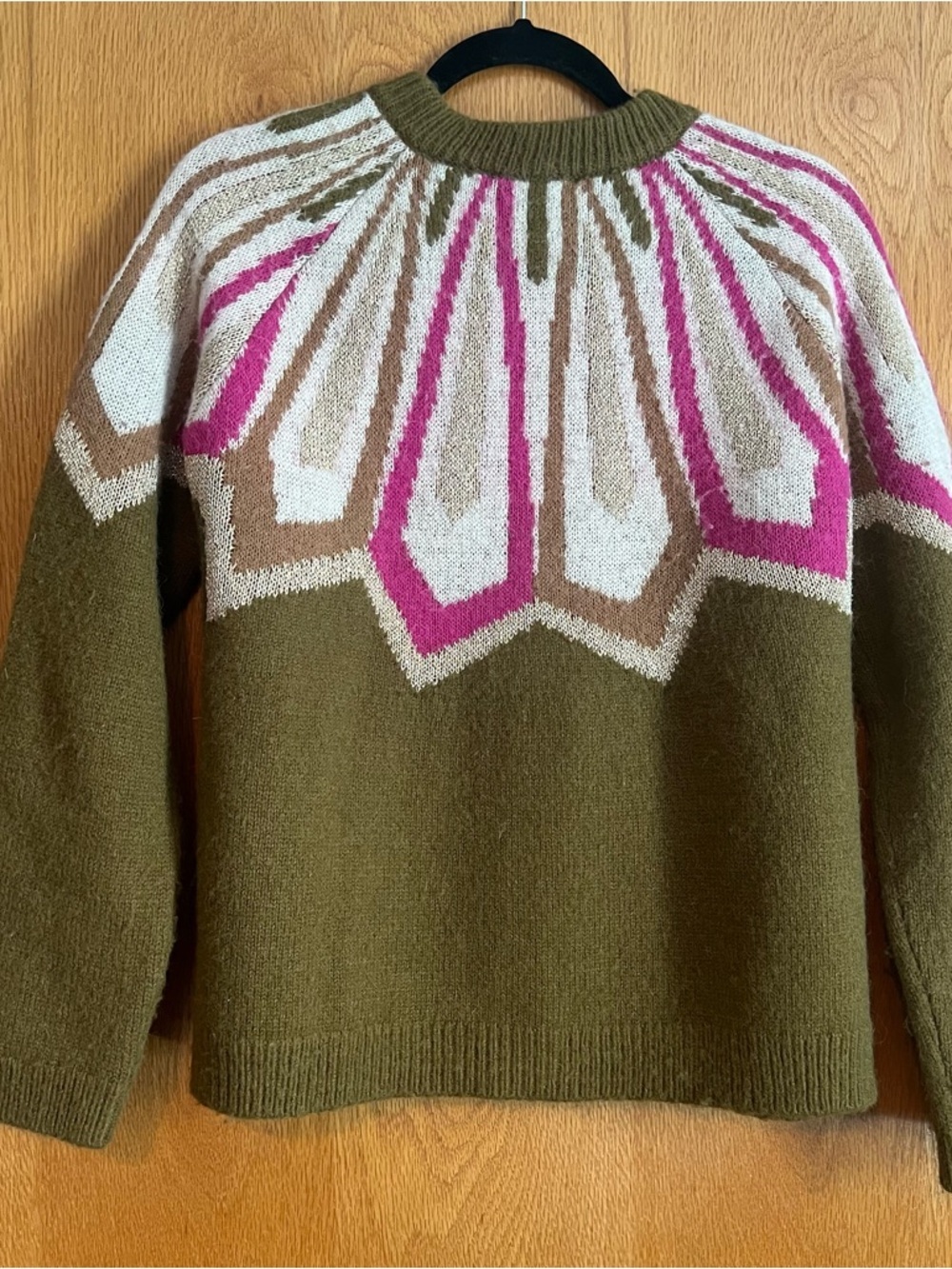 La Maille Suzane green with pattern cardigan sweater size large - Picture 3 of 11